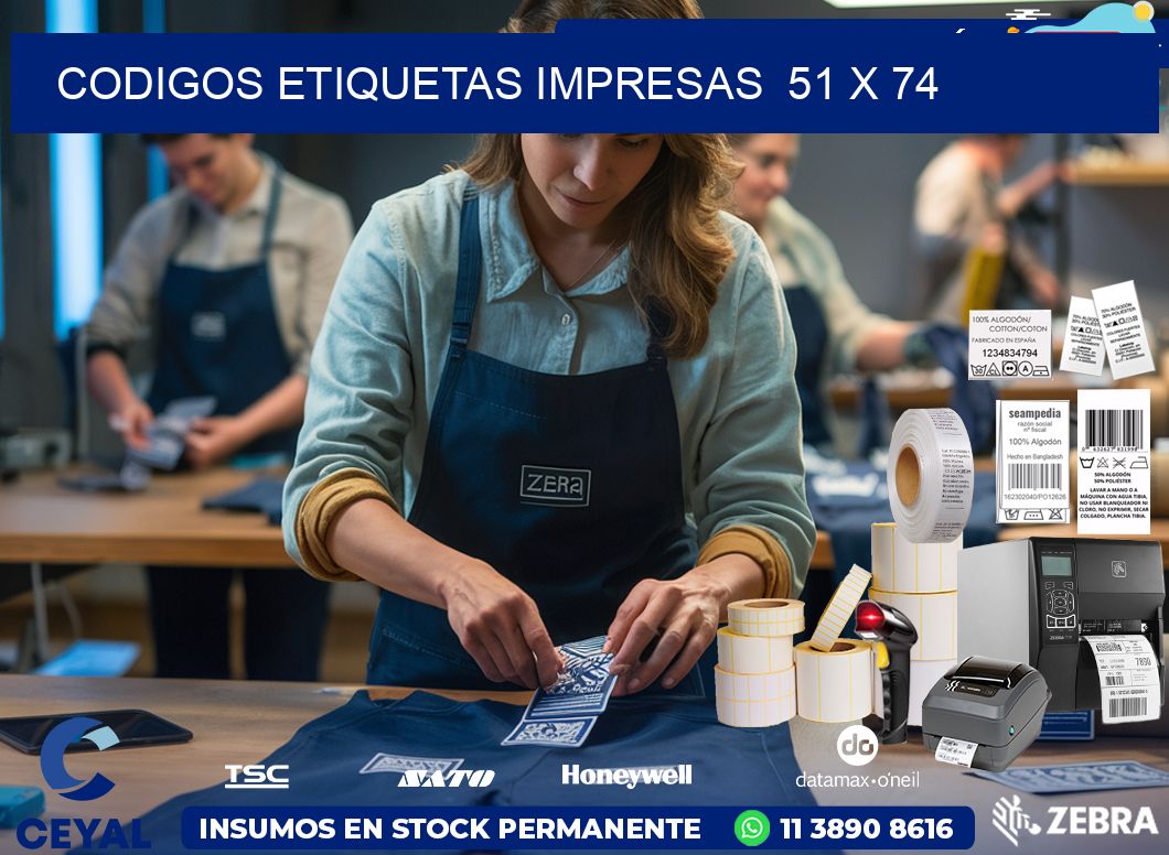 CODIGOS ETIQUETAS IMPRESAS  51 x 74