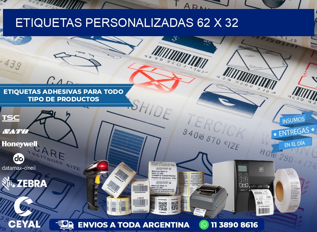 ETIQUETAS PERSONALIZADAS 62 x 32