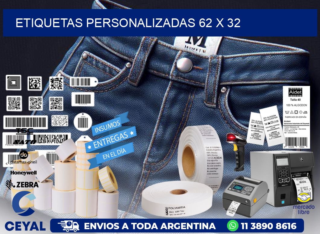 ETIQUETAS PERSONALIZADAS 62 x 32