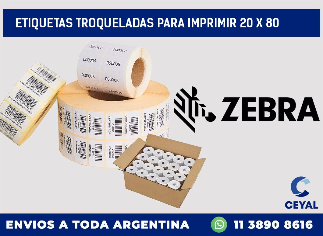 ETIQUETAS TROQUELADAS PARA IMPRIMIR 20 x 80