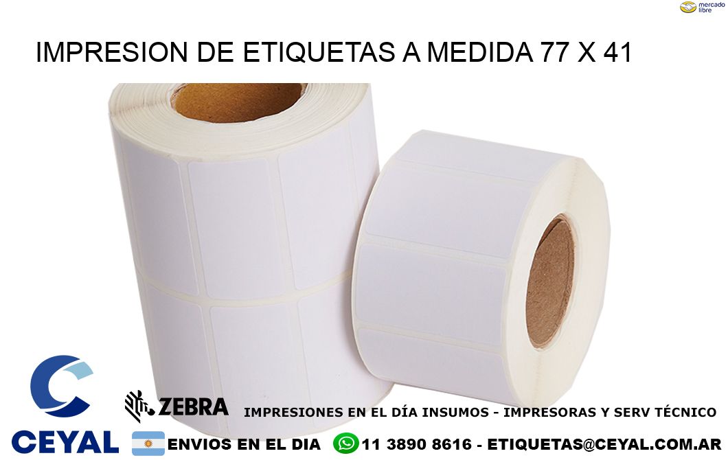 IMPRESION DE ETIQUETAS A MEDIDA 77 x 41