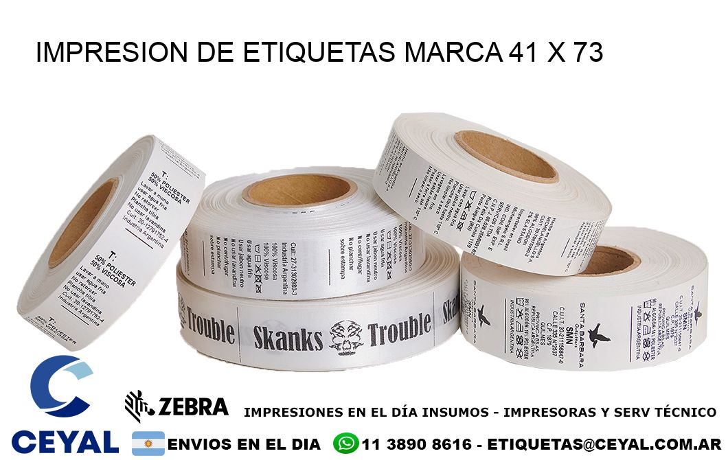 IMPRESION DE ETIQUETAS MARCA 41 x 73