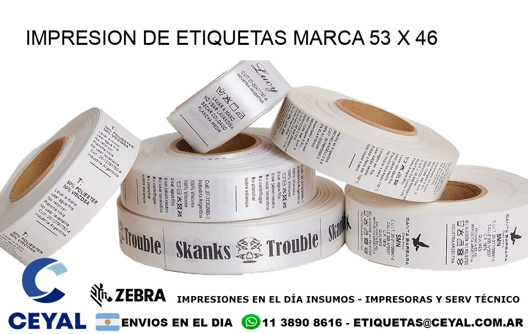 IMPRESION DE ETIQUETAS MARCA 53 x 46
