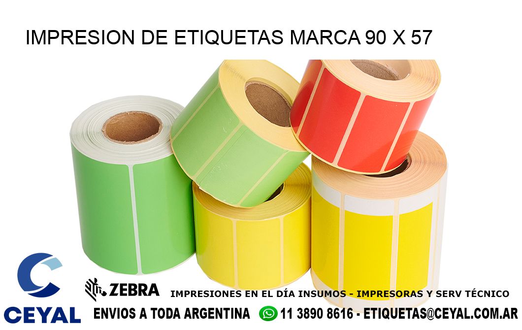 IMPRESION DE ETIQUETAS MARCA 90 x 57