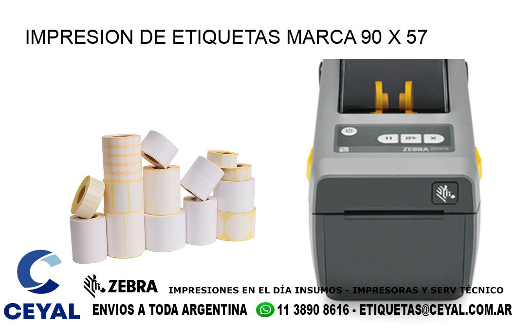 IMPRESION DE ETIQUETAS MARCA 90 x 57