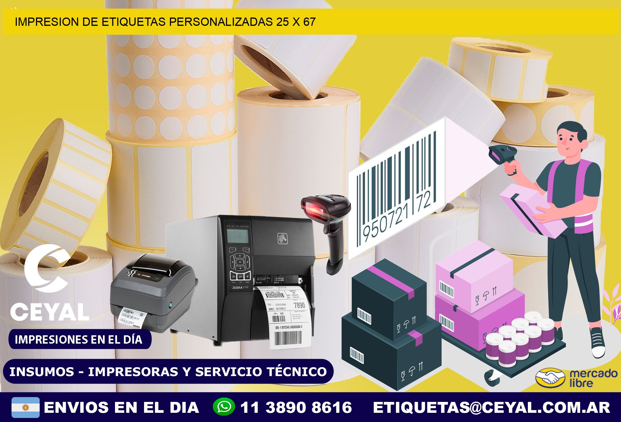 IMPRESION DE ETIQUETAS PERSONALIZADAS 25 x 67