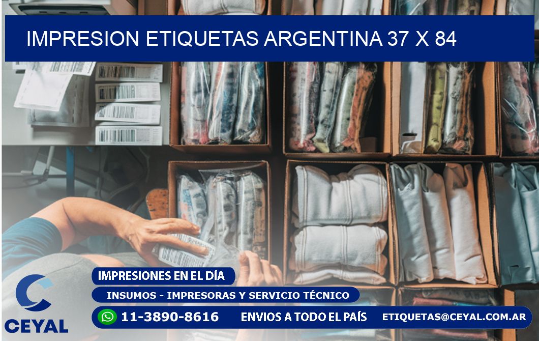 IMPRESION ETIQUETAS ARGENTINA 37 x 84