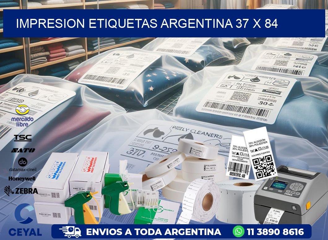 IMPRESION ETIQUETAS ARGENTINA 37 x 84