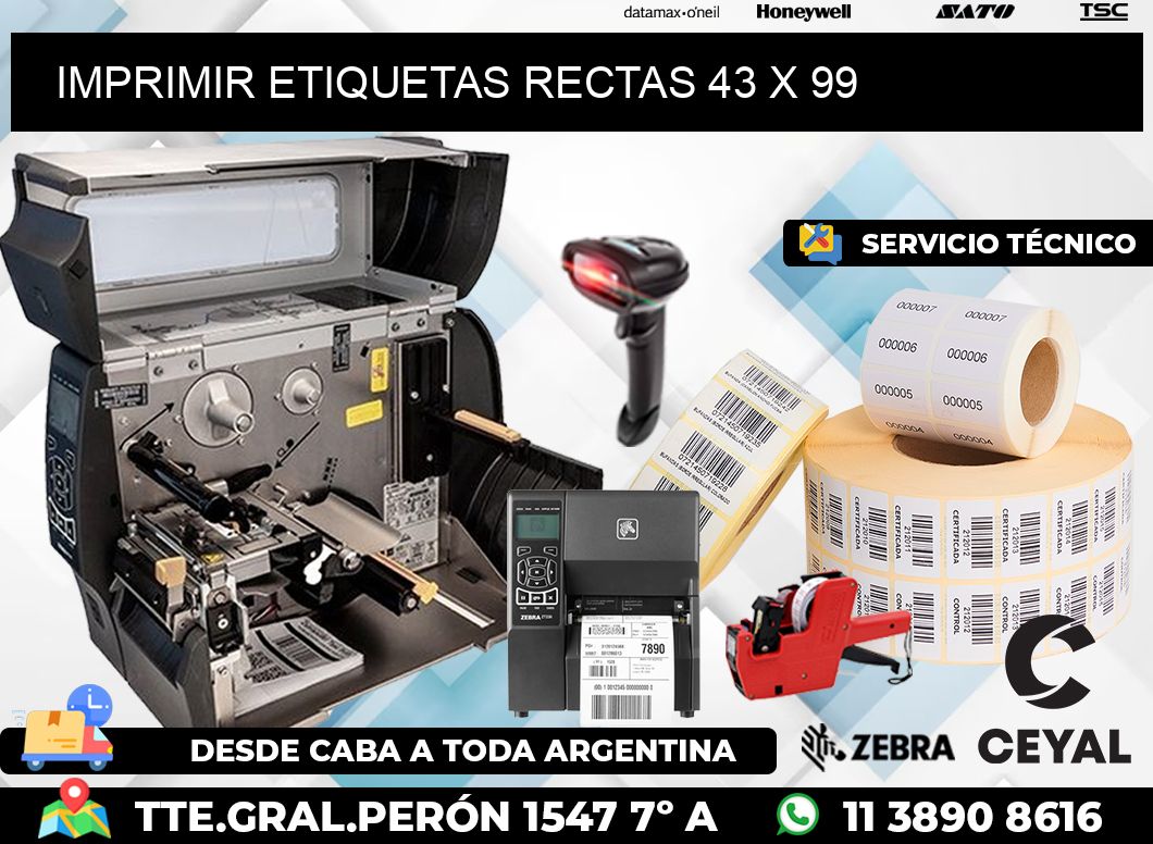 IMPRIMIR ETIQUETAS RECTAS 43 x 99