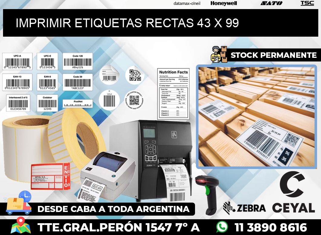 IMPRIMIR ETIQUETAS RECTAS 43 x 99