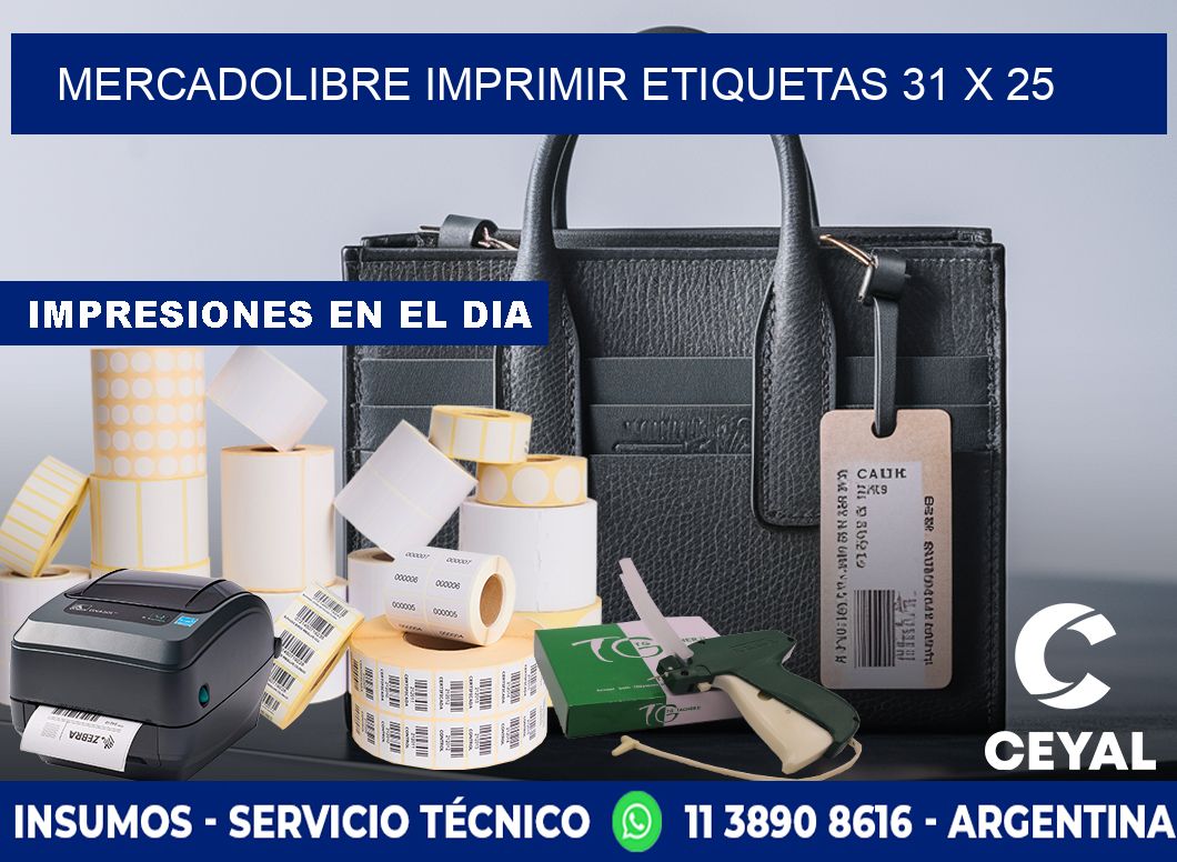 MERCADOLIBRE IMPRIMIR ETIQUETAS 31 x 25