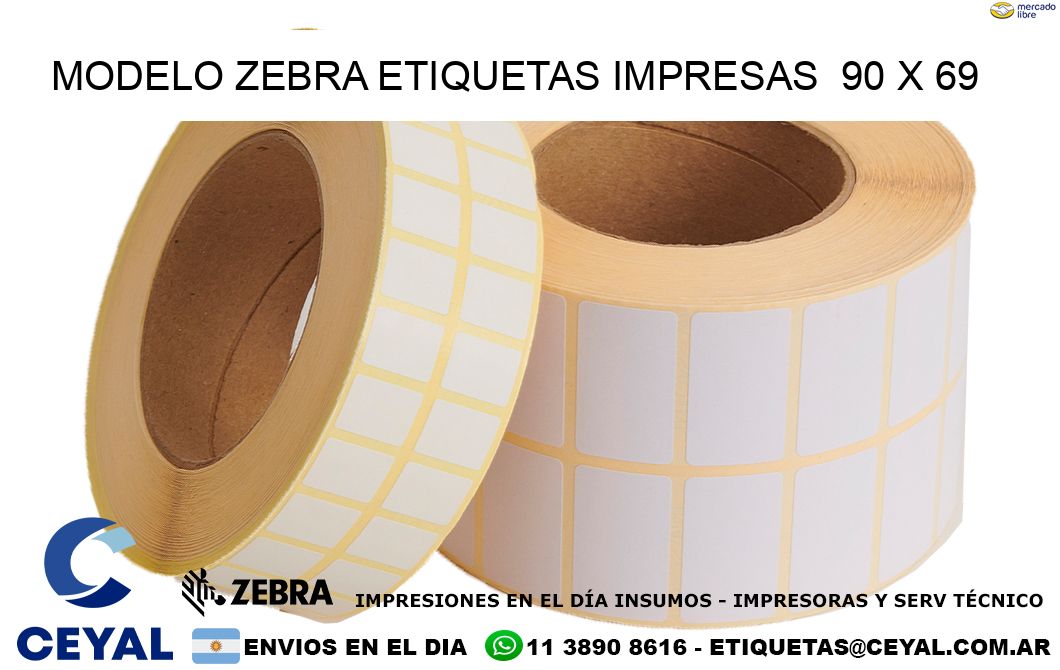 MODELO ZEBRA ETIQUETAS IMPRESAS  90 x 69