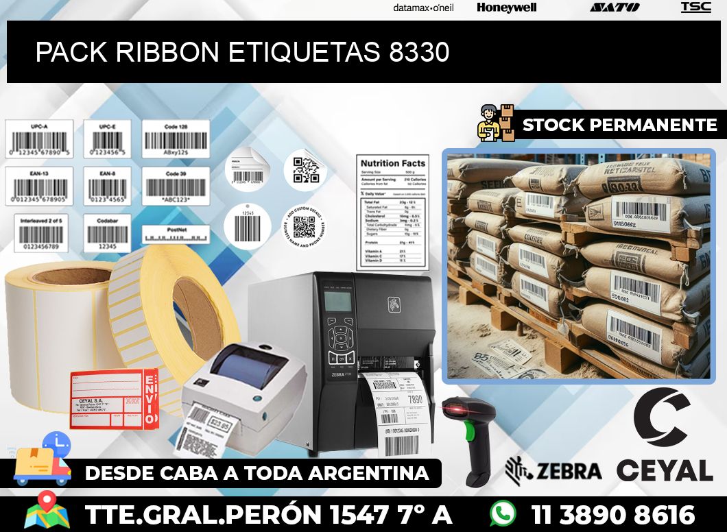 PACK RIBBON ETIQUETAS 8330