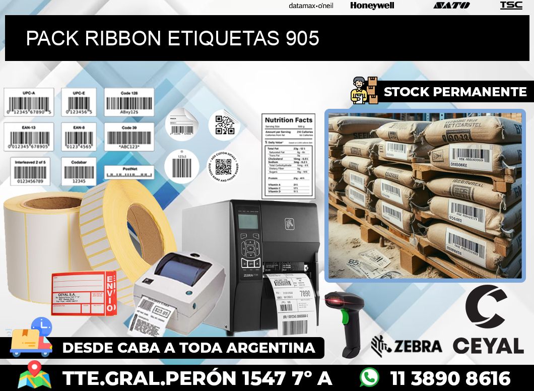 PACK RIBBON ETIQUETAS 905
