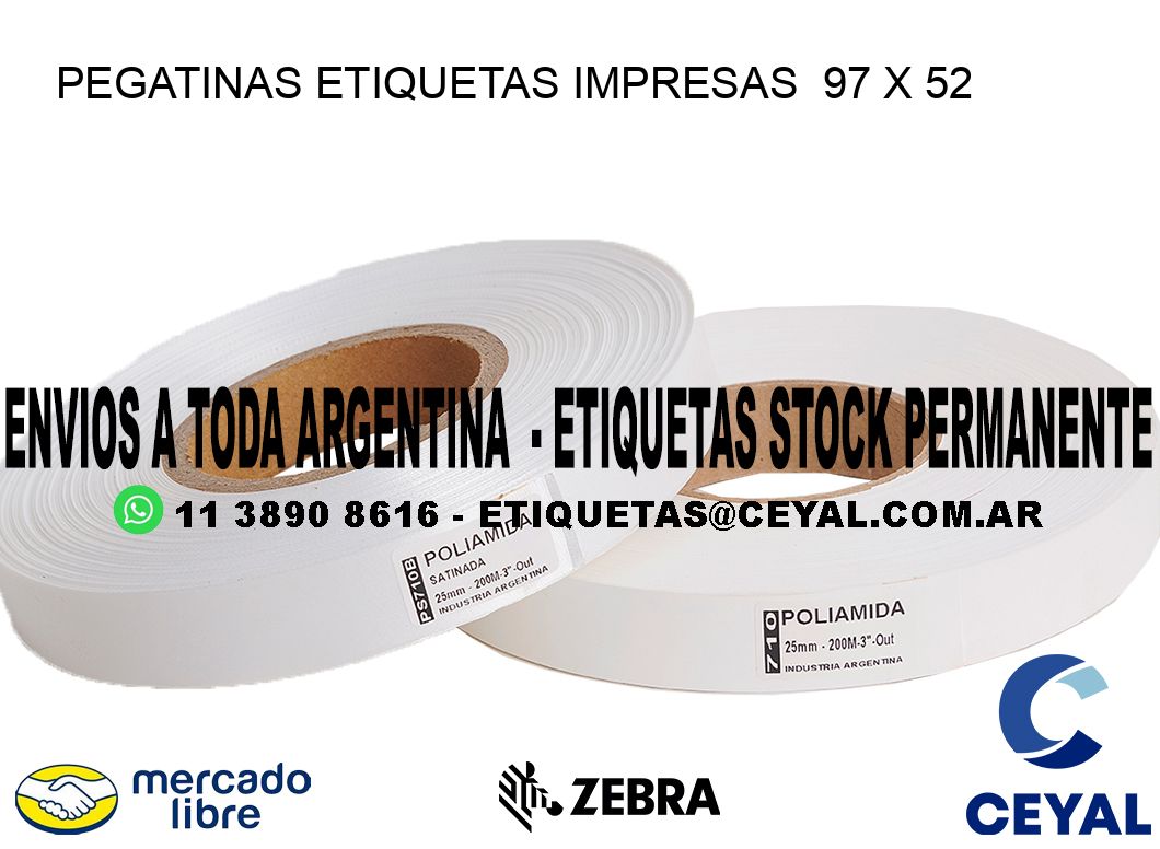 PEGATINAS ETIQUETAS IMPRESAS  97 x 52