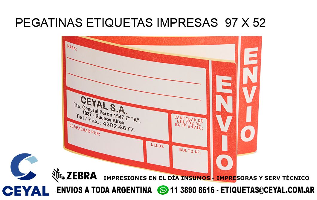 PEGATINAS ETIQUETAS IMPRESAS  97 x 52