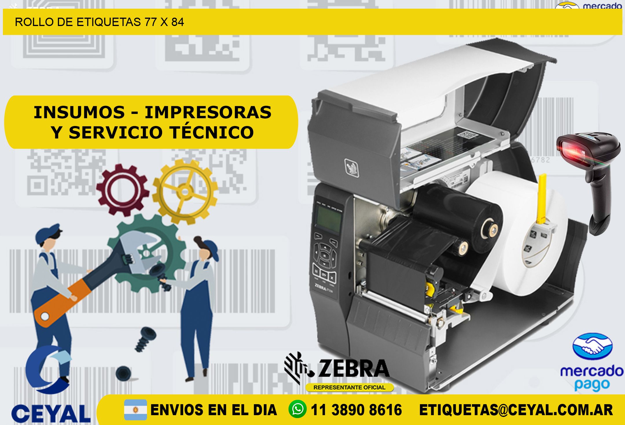 ROLLO DE ETIQUETAS 77 x 84