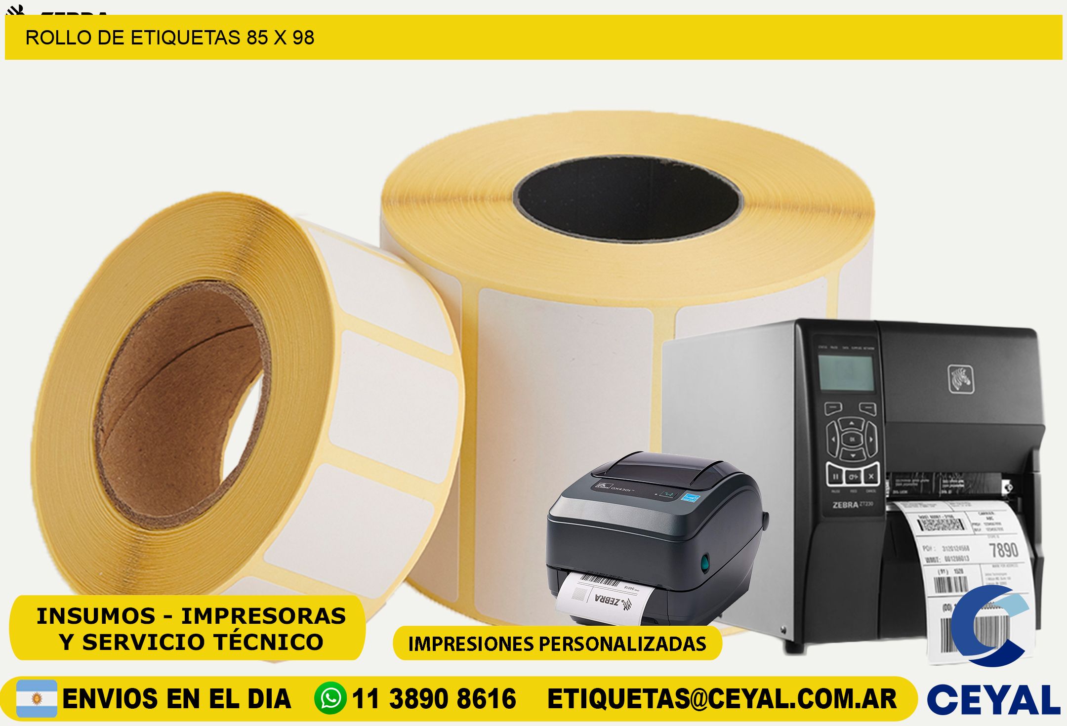 ROLLO DE ETIQUETAS 85 x 98