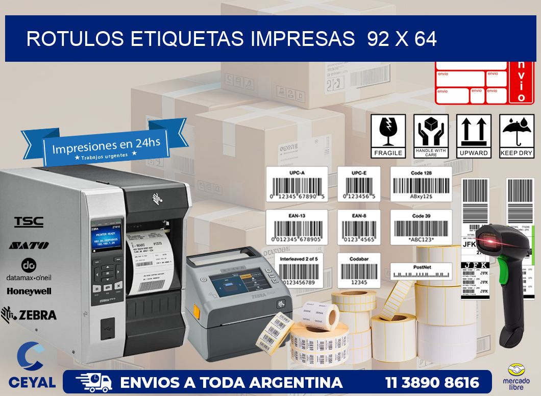ROTULOS ETIQUETAS IMPRESAS  92 x 64