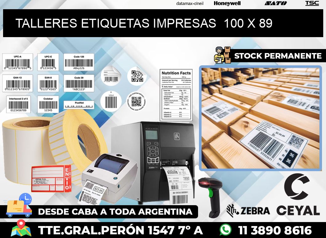 TALLERES ETIQUETAS IMPRESAS  100 x 89