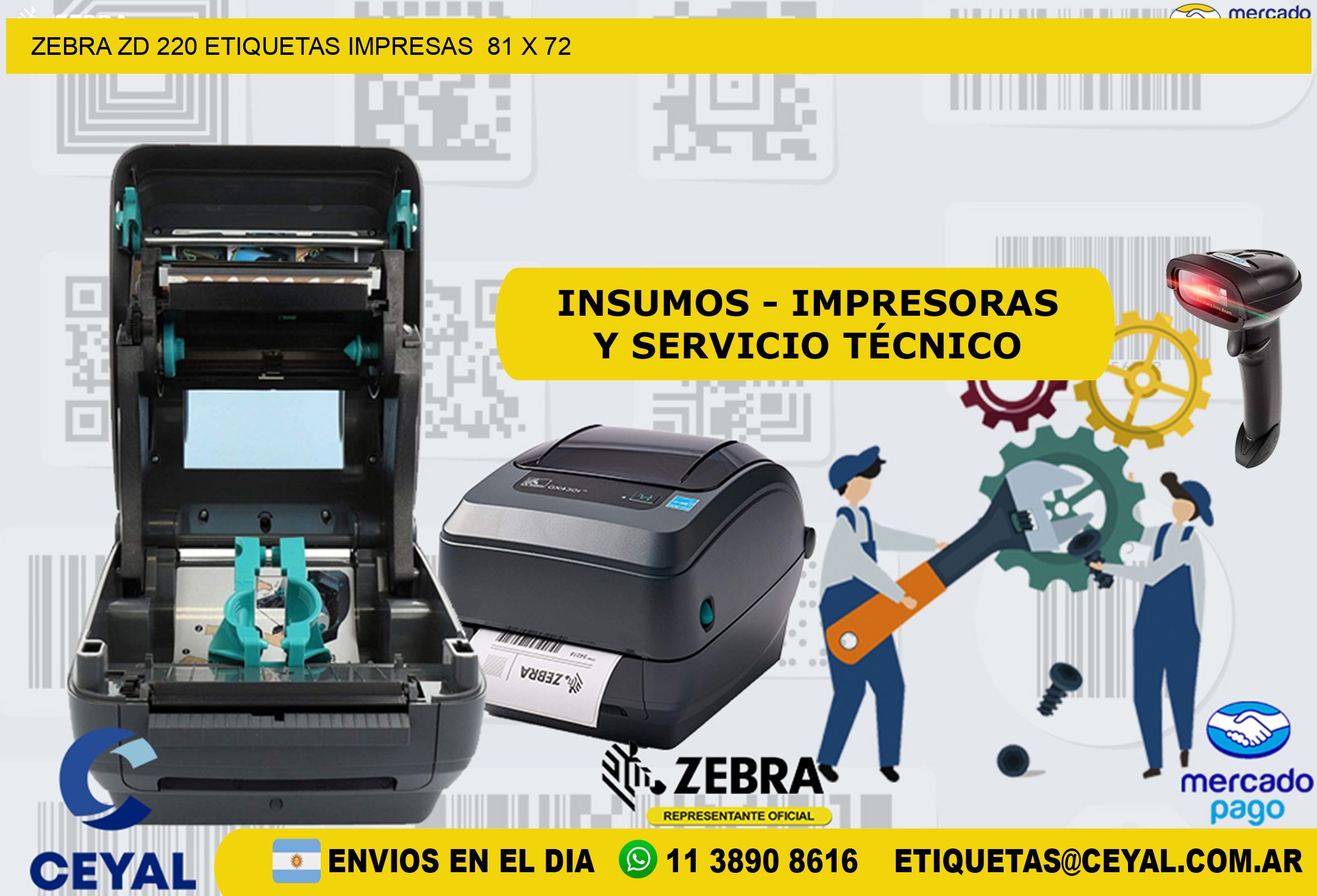 ZEBRA ZD 220 ETIQUETAS IMPRESAS  81 x 72