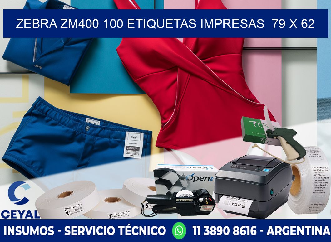 ZEBRA ZM400 100 ETIQUETAS IMPRESAS  79 x 62