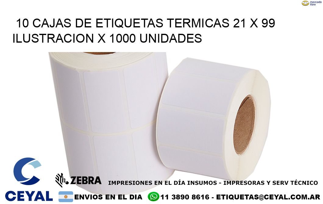 10 CAJAS DE ETIQUETAS TERMICAS 21 x 99 ILUSTRACION X 1000 UNIDADES