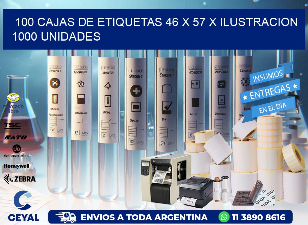 100 CAJAS DE ETIQUETAS 46 x 57 X ILUSTRACION 1000 UNIDADES