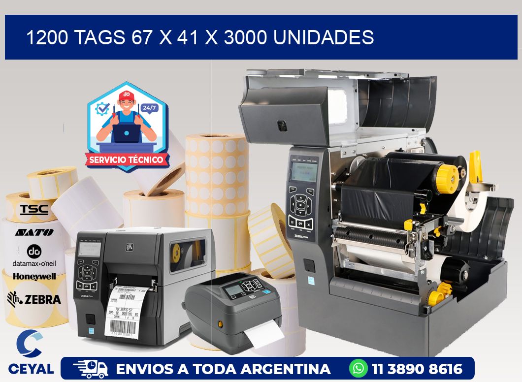 1200 TAGS 67 x 41 X 3000 UNIDADES