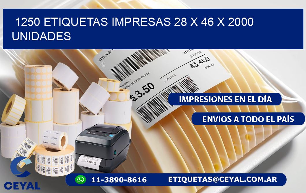 1250 ETIQUETAS IMPRESAS 28 x 46 X 2000 UNIDADES