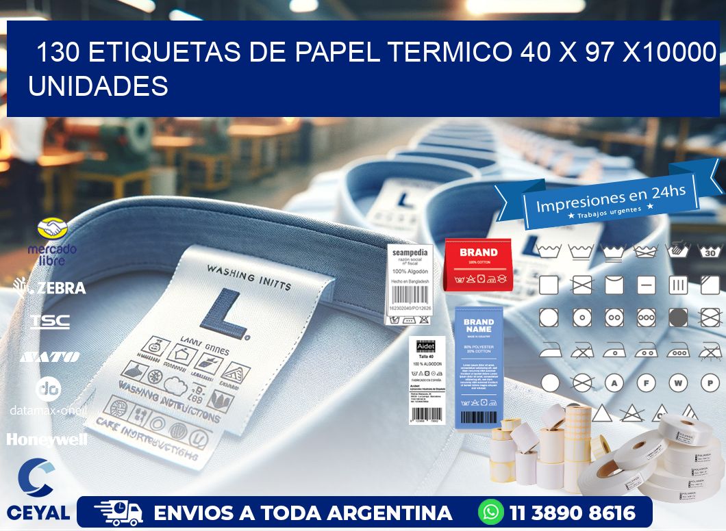 130 ETIQUETAS DE PAPEL TERMICO 40 x 97 X10000 UNIDADES