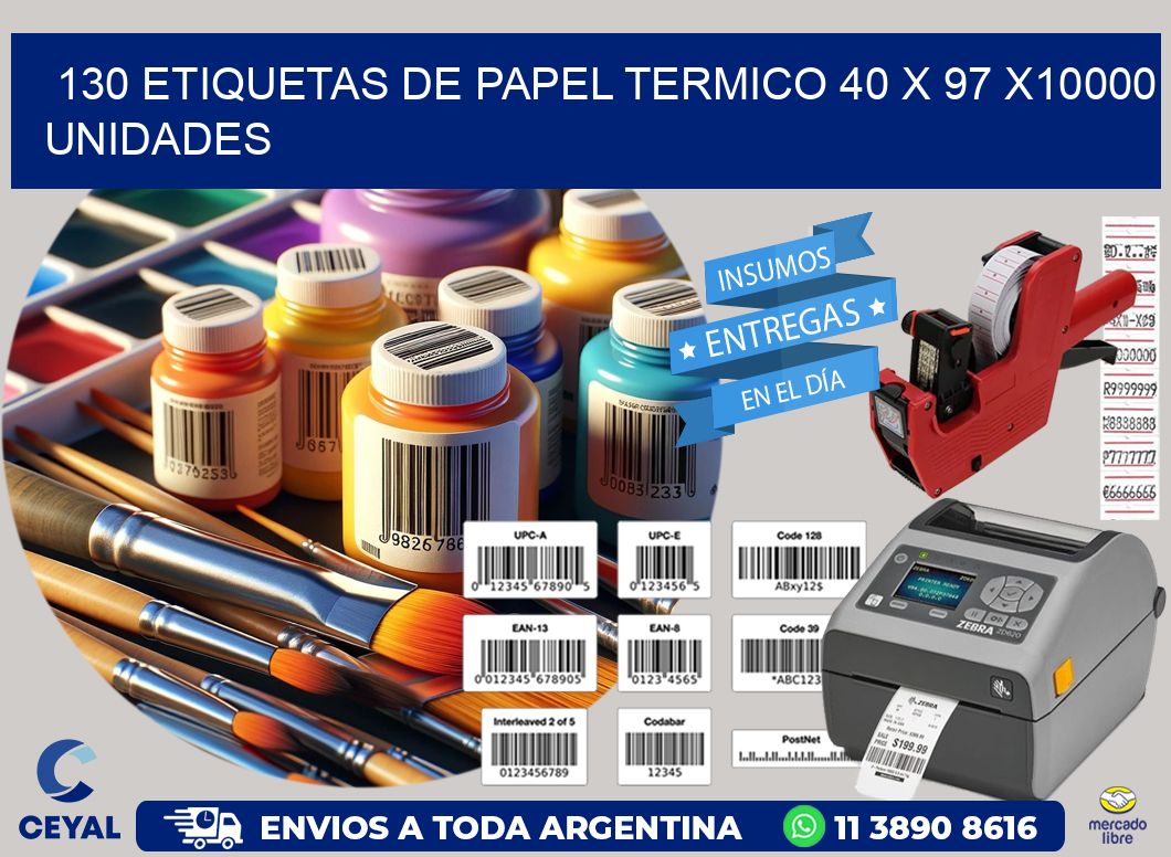 130 ETIQUETAS DE PAPEL TERMICO 40 x 97 X10000 UNIDADES