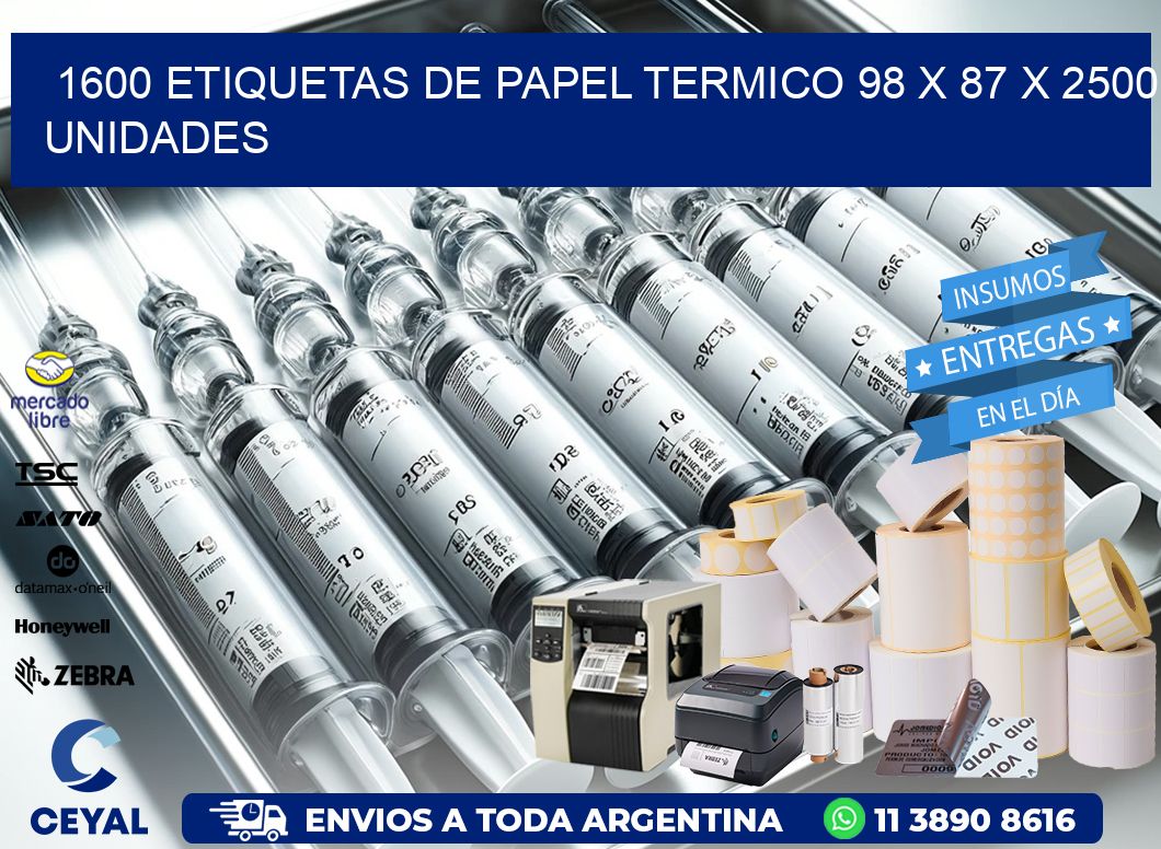 1600 ETIQUETAS DE PAPEL TERMICO 98 x 87 X 2500 UNIDADES