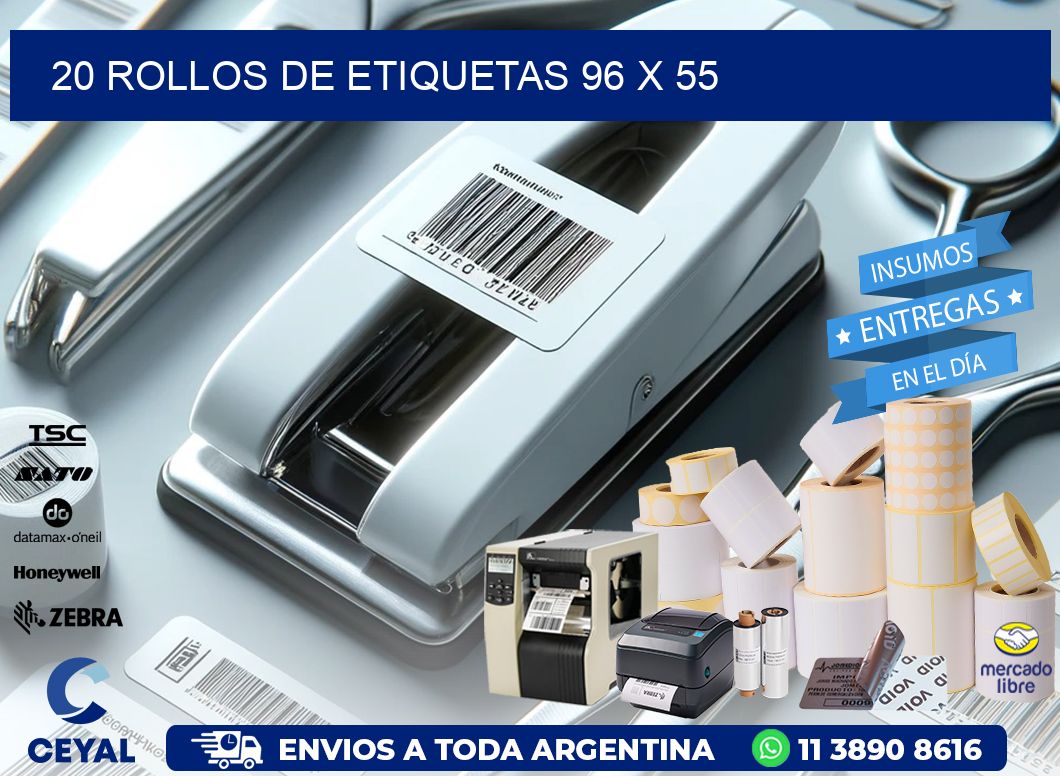 20 ROLLOS DE ETIQUETAS 96 x 55