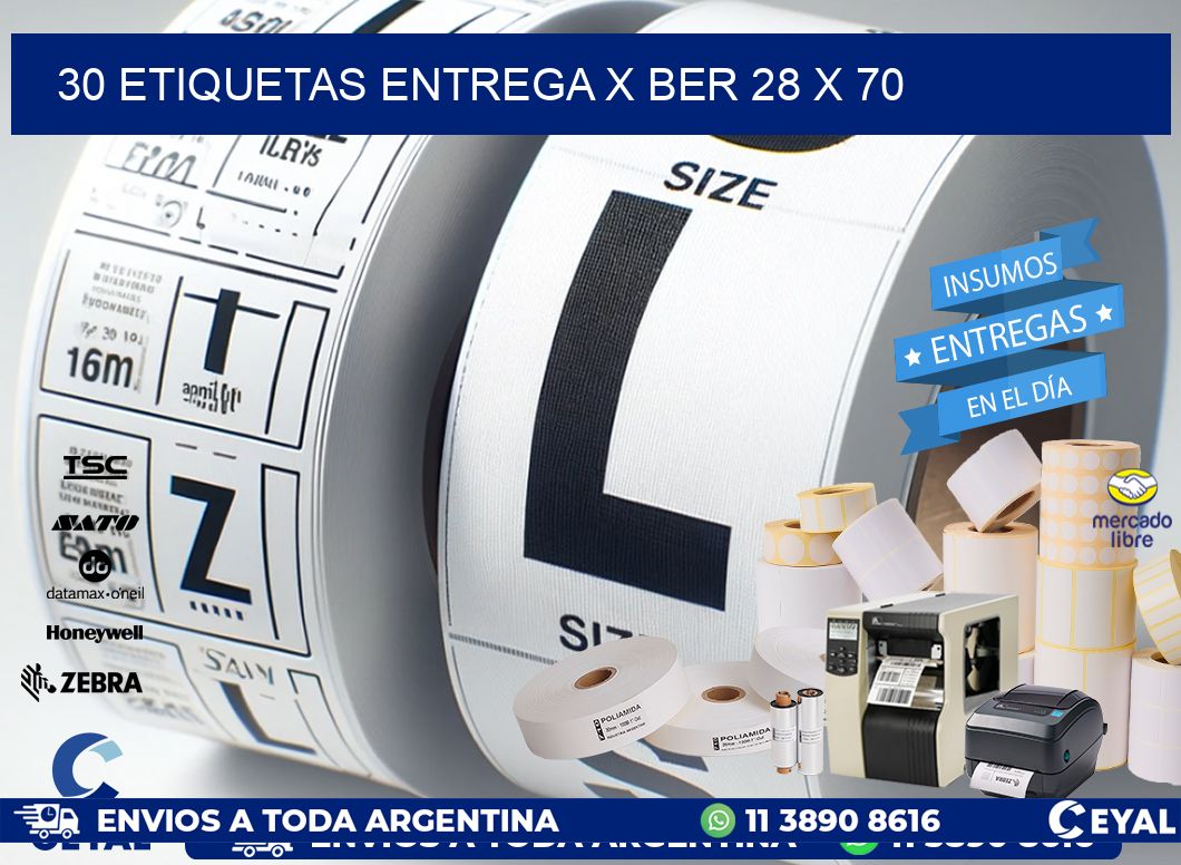 30 ETIQUETAS ENTREGA X BER 28 x 70