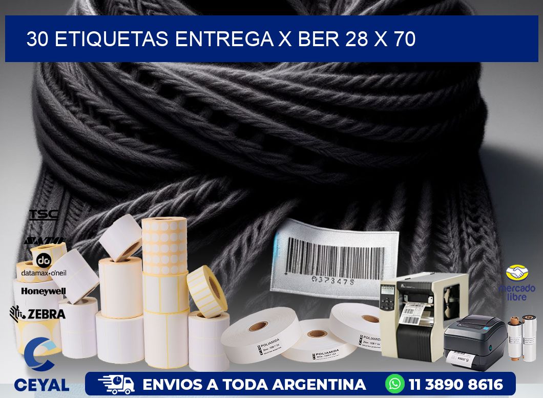 30 ETIQUETAS ENTREGA X BER 28 x 70