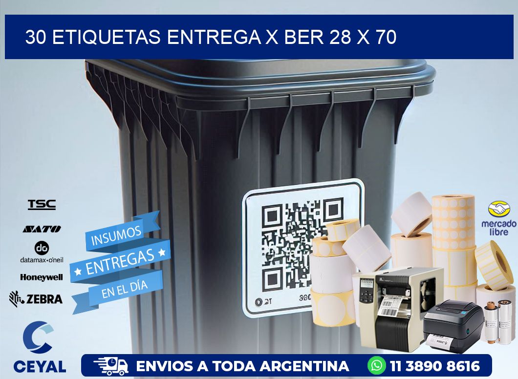 30 ETIQUETAS ENTREGA X BER 28 x 70