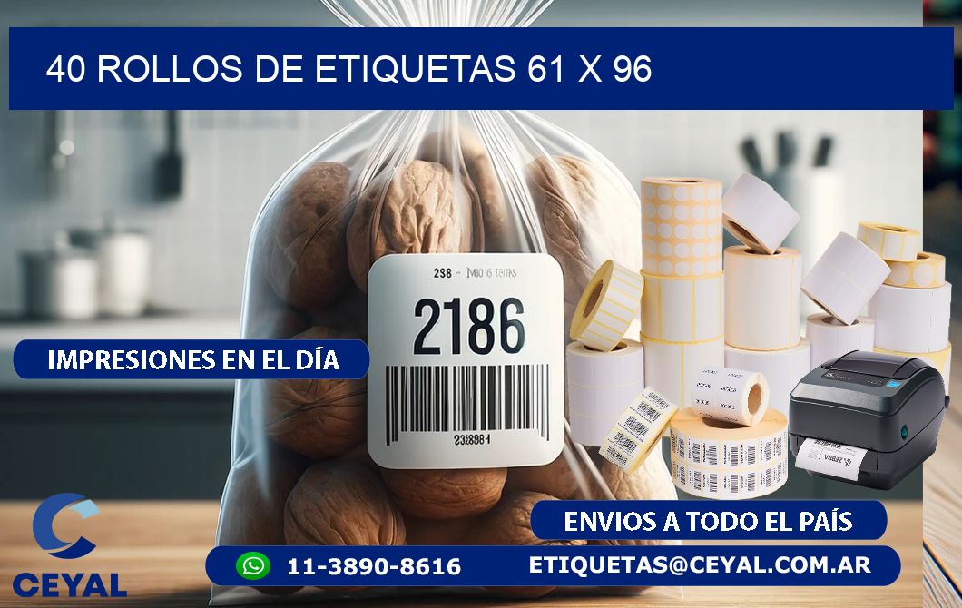 40 ROLLOS DE ETIQUETAS 61 x 96