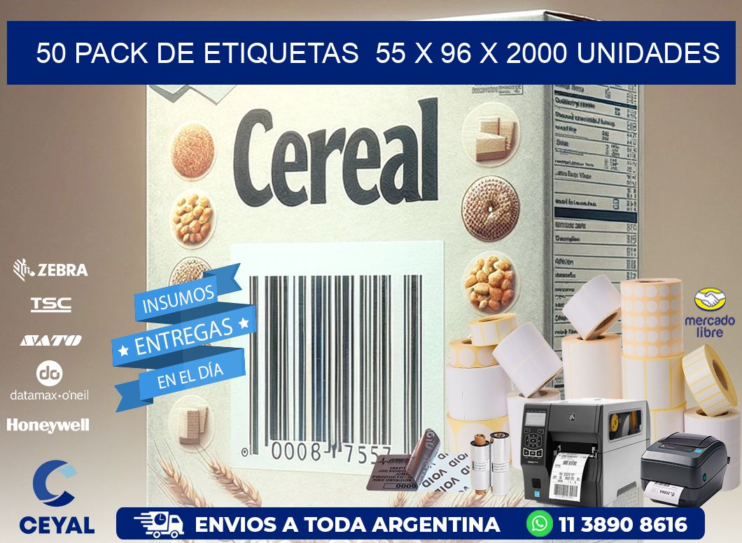 50 PACK DE ETIQUETAS  55 x 96 X 2000 UNIDADES