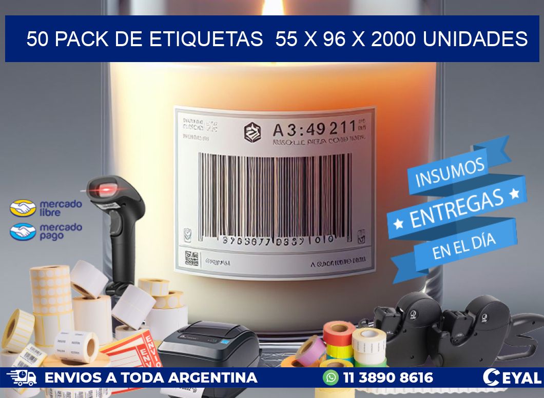 50 PACK DE ETIQUETAS  55 x 96 X 2000 UNIDADES