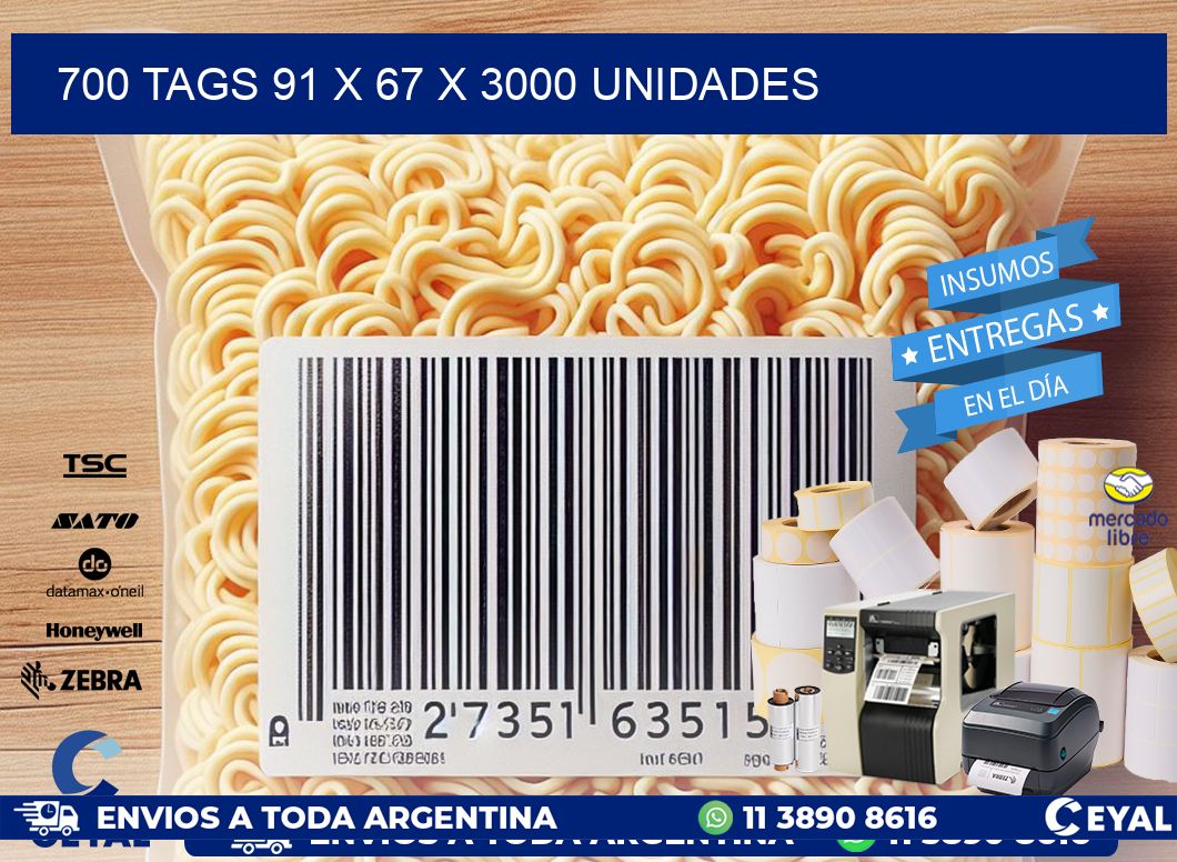 700 TAGS 91 x 67 X 3000 UNIDADES