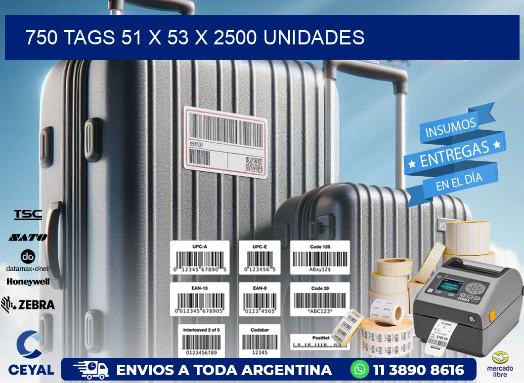 750 TAGS 51 x 53 X 2500 UNIDADES