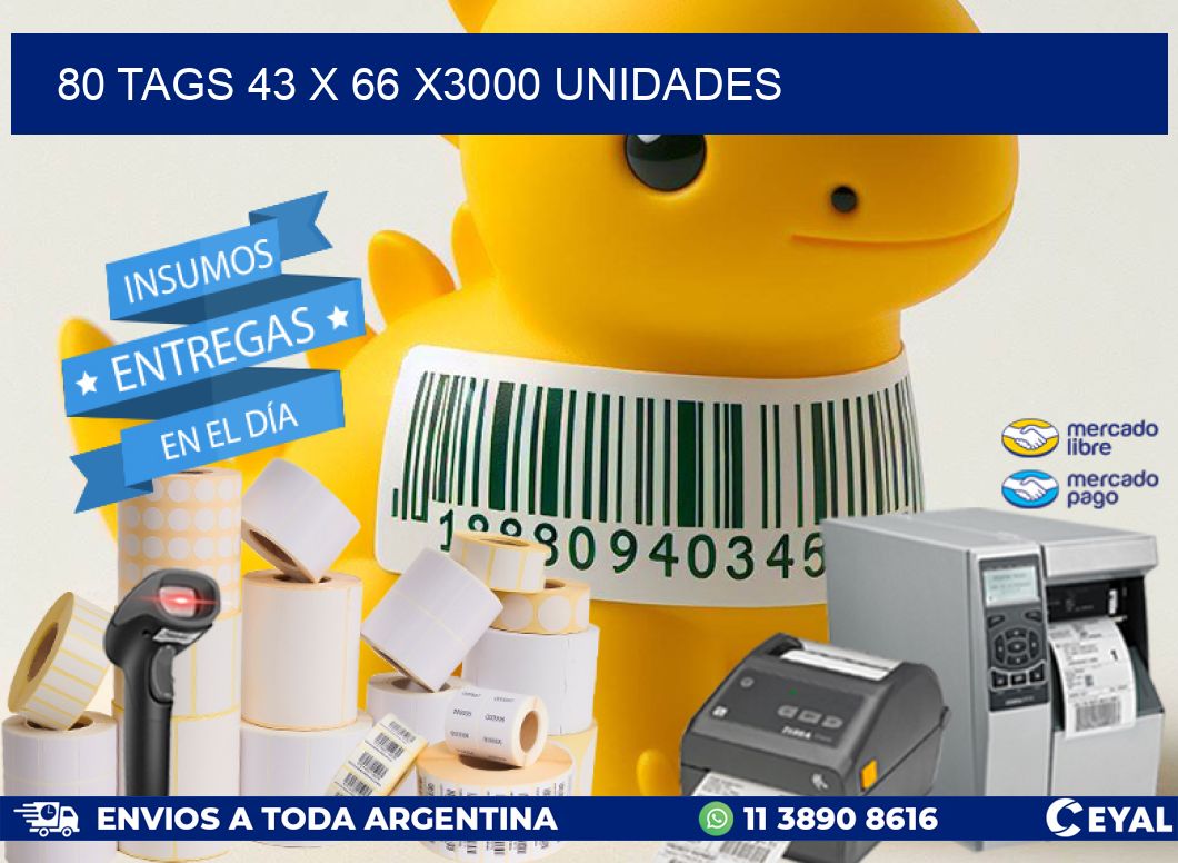 80 TAGS 43 x 66 X3000 UNIDADES