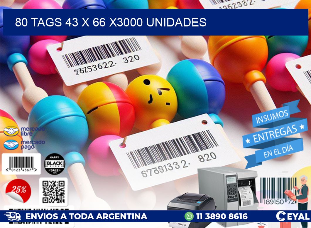 80 TAGS 43 x 66 X3000 UNIDADES