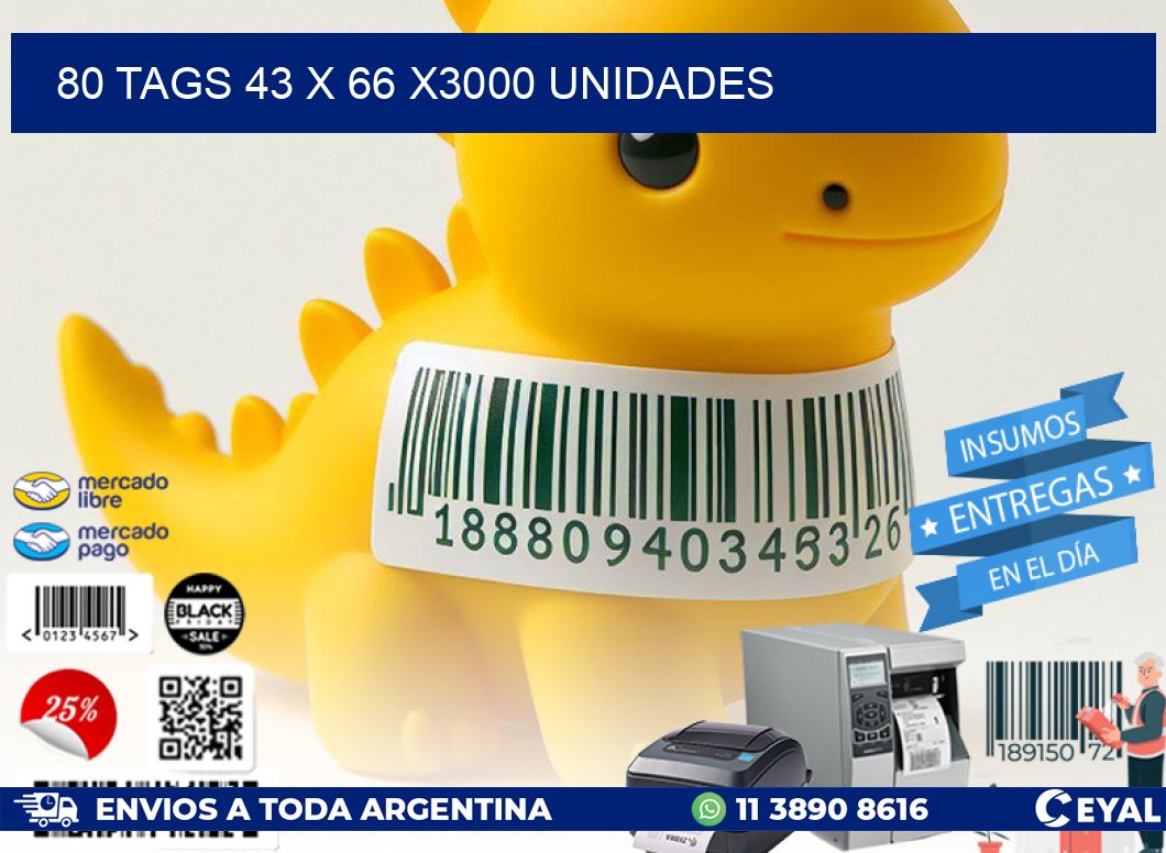 80 TAGS 43 x 66 X3000 UNIDADES