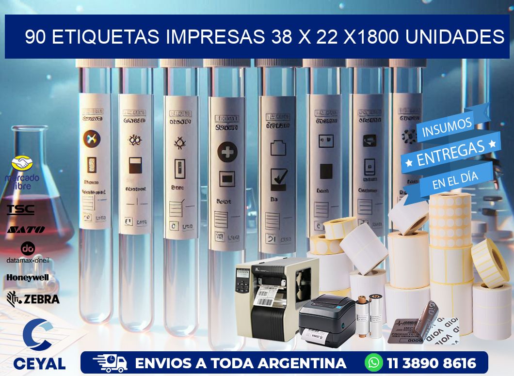 90 ETIQUETAS IMPRESAS 38 x 22 X1800 UNIDADES