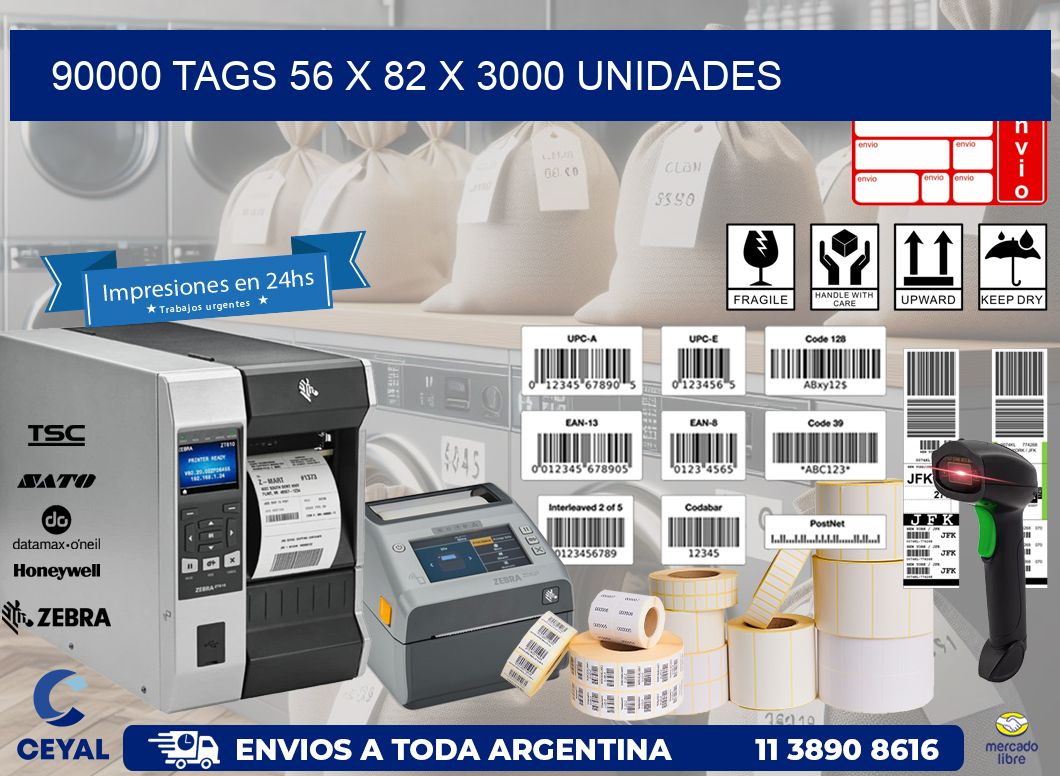 90000 TAGS 56 x 82 X 3000 UNIDADES