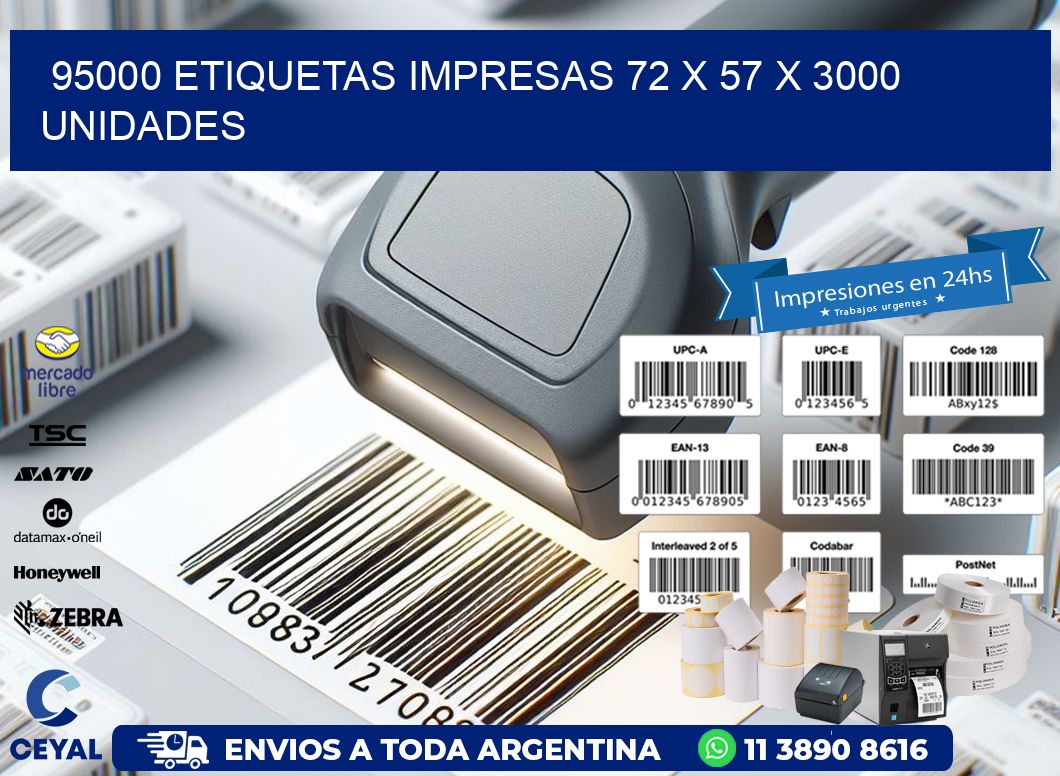 95000 ETIQUETAS IMPRESAS 72 x 57 X 3000 UNIDADES