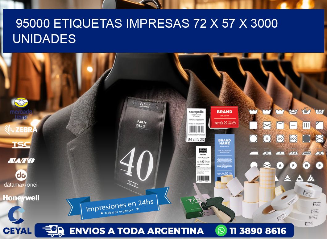 95000 ETIQUETAS IMPRESAS 72 x 57 X 3000 UNIDADES