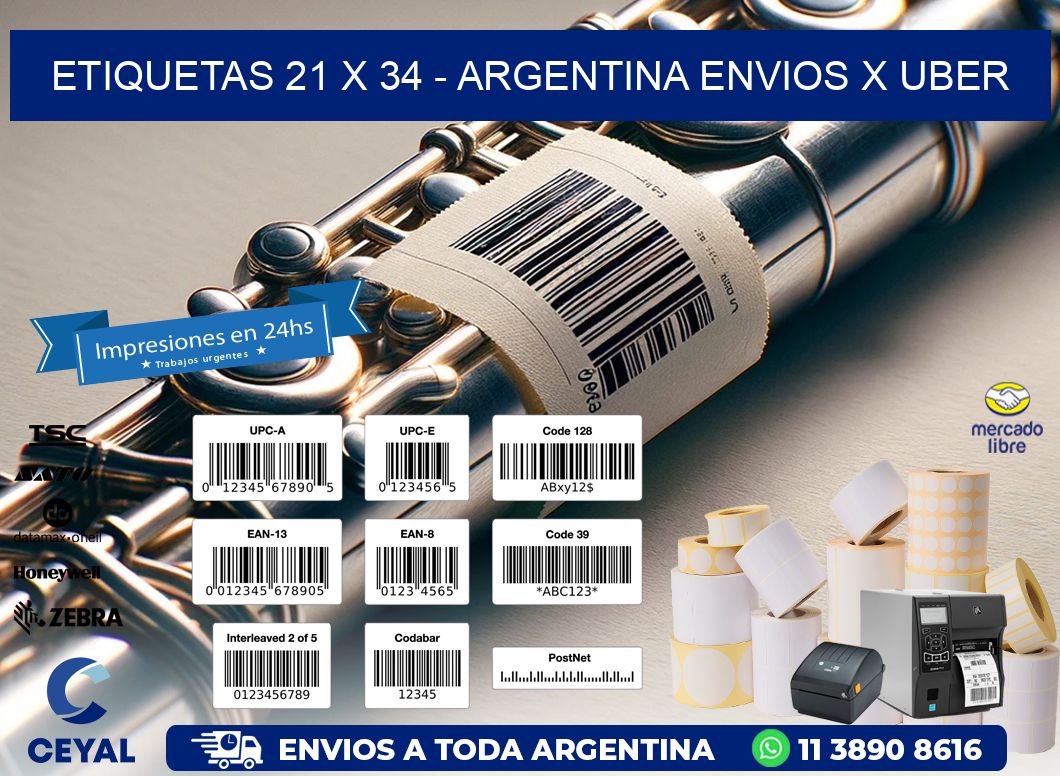 ETIQUETAS 21 x 34 - ARGENTINA ENVIOS X UBER